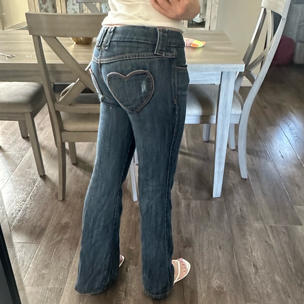Frankie B. Blue Heart Pocket Flare Jeans - Picture 2 of 13
